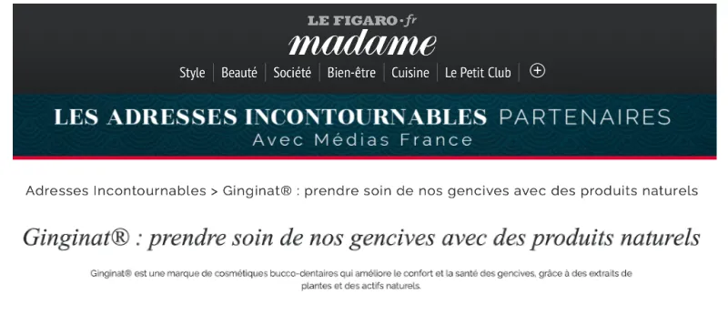 Article de presse : Madame Figaro — Ginginat dans Madame Figaro
